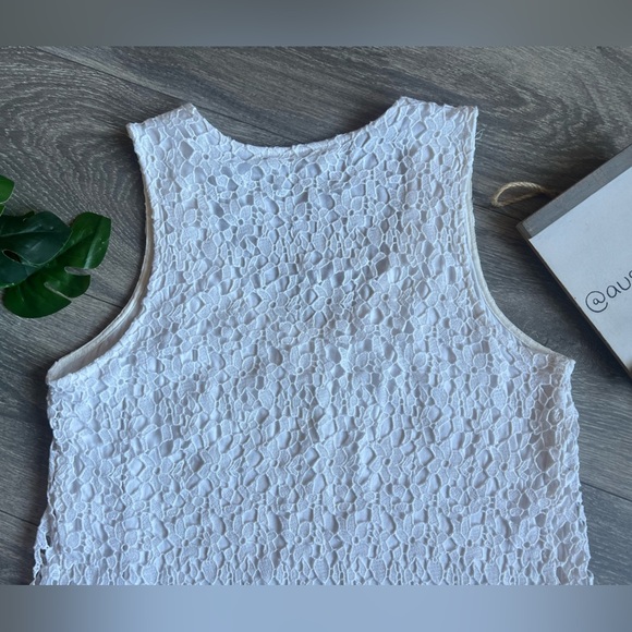 Daniel Rainn Jorgensen Crochet Overlay Sleeveless Shift Top in White. Size S - Picture 6 of 12